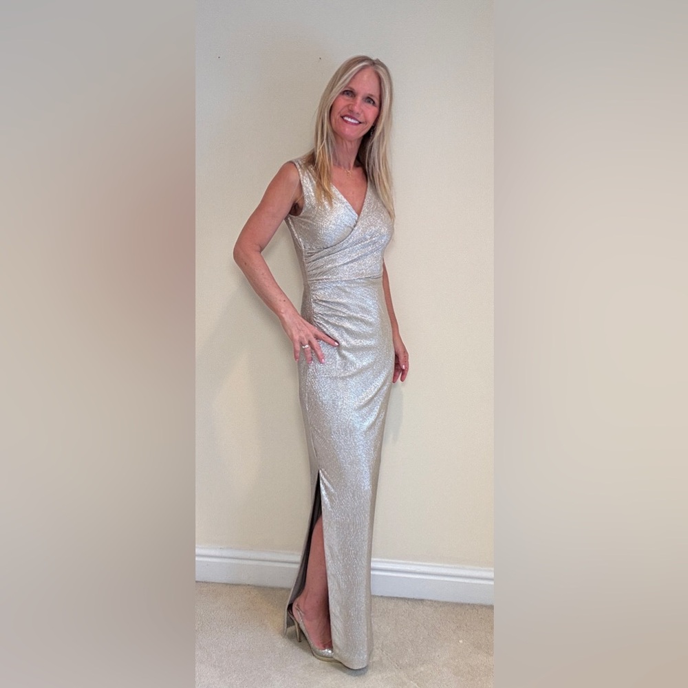 Ralph Lauren Elegant Silver Evening Gown